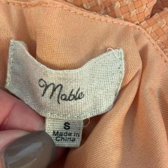 Mable One Kiss Away Peach Square Neck Puff Sleeve Babydoll Mini Dress size S - Picture 12 of 13